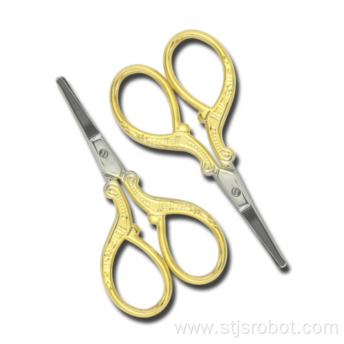 Wholesale beauty tools portable gold plated stainless steel curve profesional eyebrow scissors